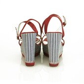 Solo Per Te Blue White Stripes Red Crystals Wedge Platform Sandals shoes ( 39 ?)