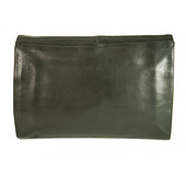 Black Leather & Velvet Flap Top Large Clutch Bag Handbag