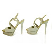 Yves Saint Laurent YSL Gray Suede Slingback Platform Heel open toe Pumps 40