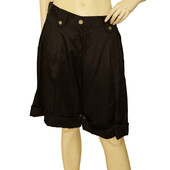 Dolce & Gabbana Black Satin Silk Pleated Bermuda Shorts Trousers Pants size 40