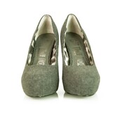 Next Gray Tweed Platform High Heel Pumps Shoes size UK 6, Eur 39