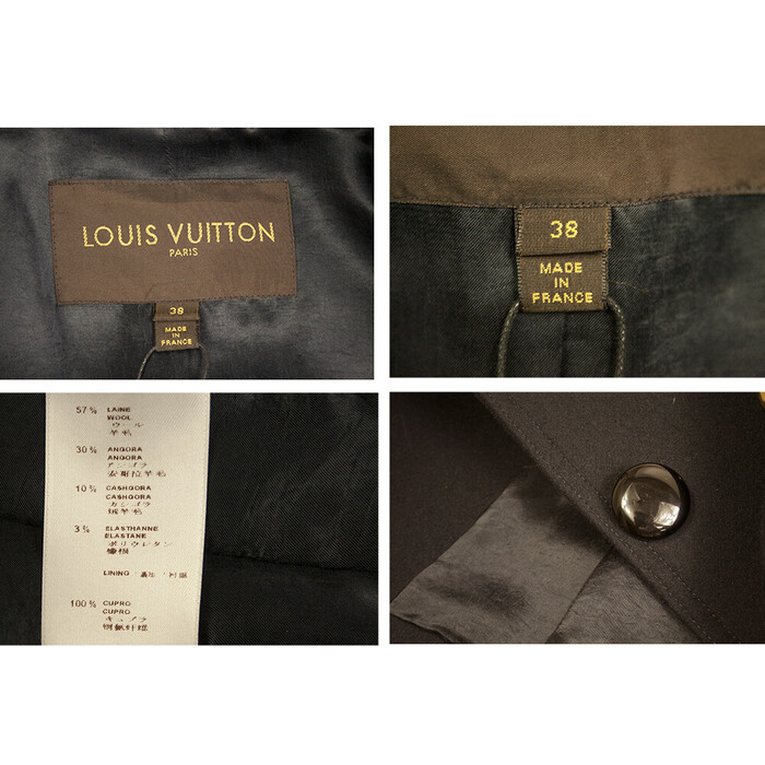 Louis Vuitton dark blue wool angora blend classic coat with gold buttons sz 38