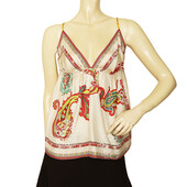 Etro Multicolor Paisley camisole top, spaghetti straps 100% silk Cami size 42