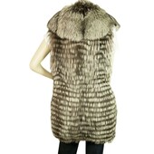 Genuine Rabbit Fur Gray Hues Vest Sleeveless Jacket Coat Long Winter Gillet