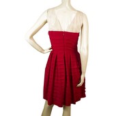 BCBG MaxAzria Red Ruffled Beaded Neckline Mini Length Dress size S