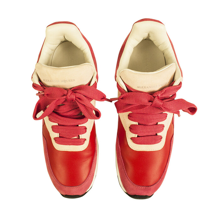 ALEXANDER MCQUEEN Oversized Runner Low-Top Sneakers JOEY Red & baby pink size 37,5