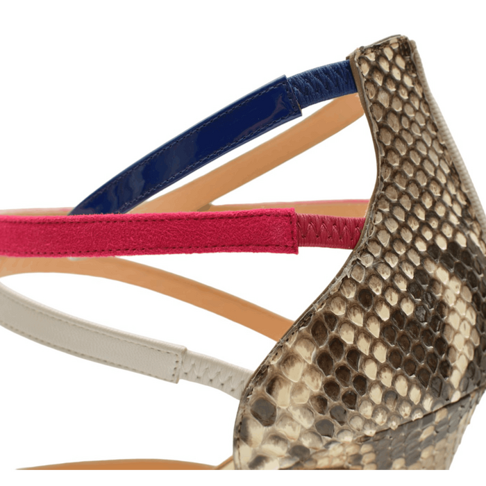 Christian Louboutin Mariniere multicolor snakeskin sandals heels stiletto 40.5