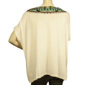 Camilla White Modal Ethnic Beaded Top Boho Oversize T- Shirt size S