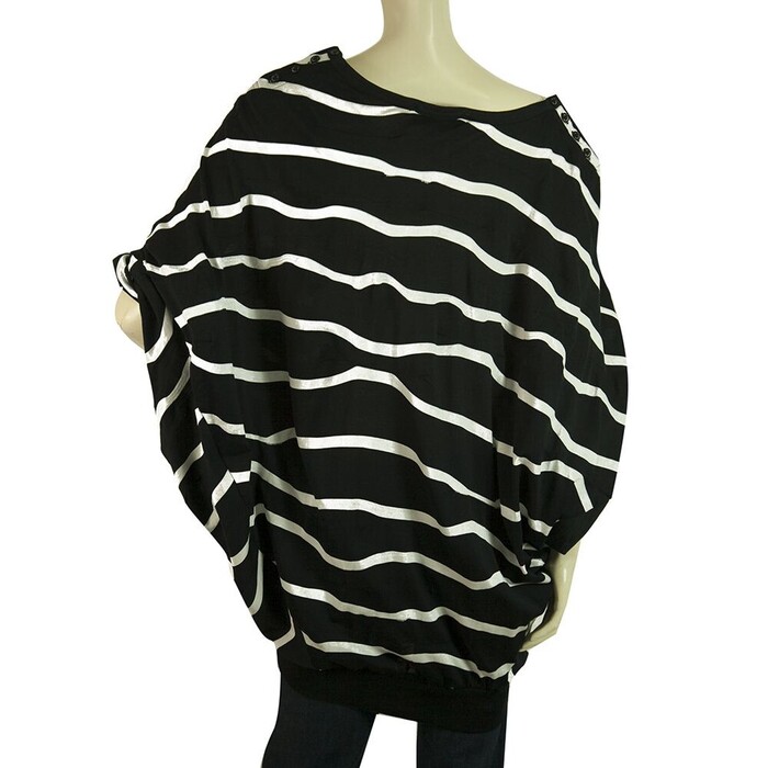 Y-3 Adidas Yohji Yamamoto Black White Stripes Dolman Sleeves Long Top size XS