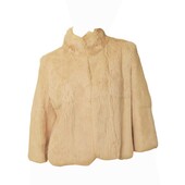 Matthew Williamson Beige Rabbit Fur 3/4 Sleeve Bolero Jacket Coat sz 10UK