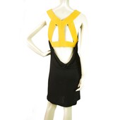 Jay Godfrey Cut Out Black Yellow Draped Sleeveless Mini Cocktail Dress size 4