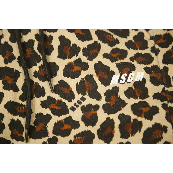 MSGM Animal Leopard Print Hoodie Top Sweat Pants Cotton Lounge Set (S - XS)