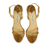 Jimmy Choo Jasmin Beige Watersnake Leather Slingback Sandals Strappy Heels 40