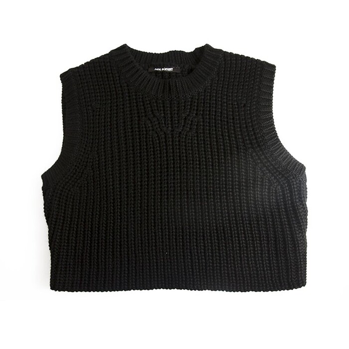 Neil Barrett Black Woolen Cropped Knit Top Short Gillet Vest size S