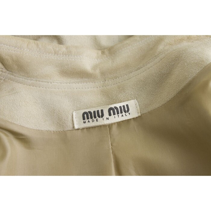 Miu Miu Beige Suede Leather Classic Three Buttons Jacket size 42