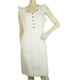 Burberry Brit Knee Length White Sleeveless Frill Details Summer Dress sz UK 12