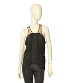 Jean Paul Gaultier LIQUIDE Gray Draped Tank Brown Net Back Top size 42