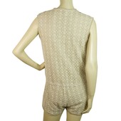 Raggiani Beige and Cream Tie Front V Neckline Playsuit Summer Romper Sz S