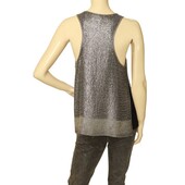 Diane Von Furstenberg DVF Gray Silver Beaded Shiny Silky Tank Sleeveless Top 6