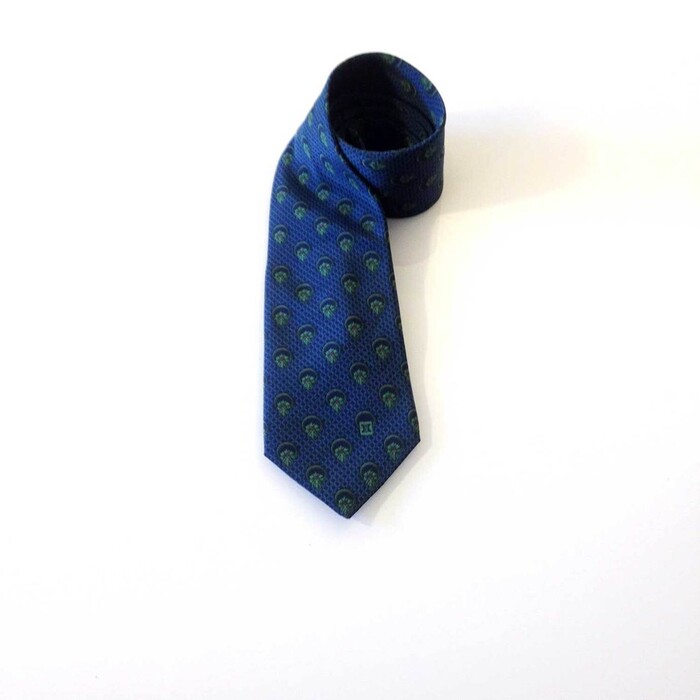 Celine 100% Silk Blue & Green Floral Pattern Men's Neck Tie Necktie