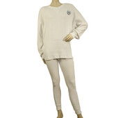 American Vintage White Cotton Top Sweat Pants Sport Lounge Set size S