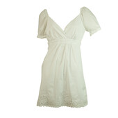 BCBG Max Azria White Puff Sleeves Lace Details Mini Length Dress size 2