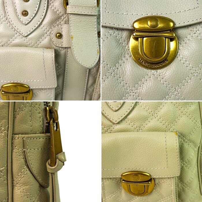 Authentic Marc Jacobs Venetia Quilted Bag in Ivory Leather