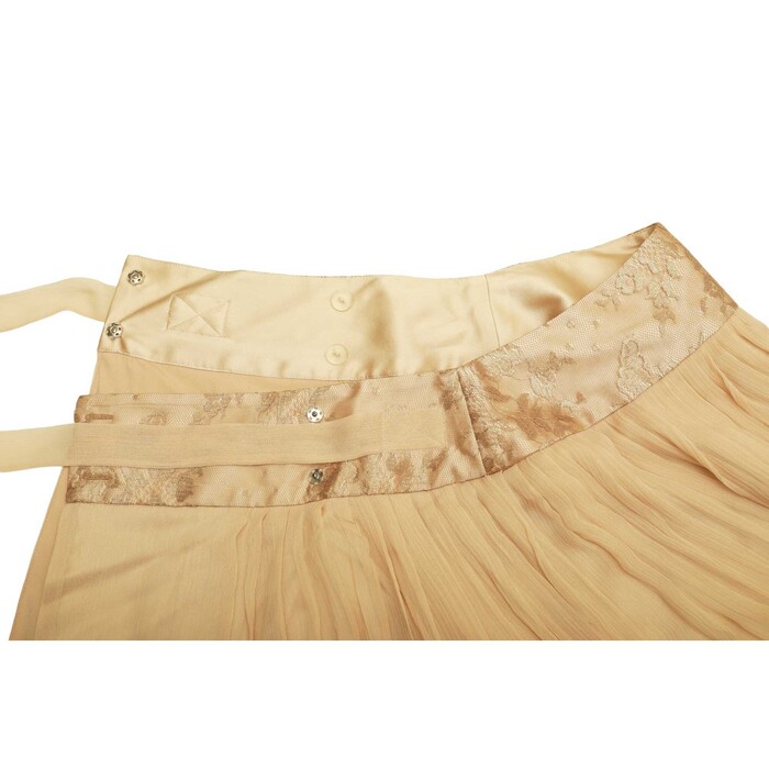 Diane Von Furstenberg Leanne Beige Color Silk Lace Pleated Knee Wrap Skirt 2