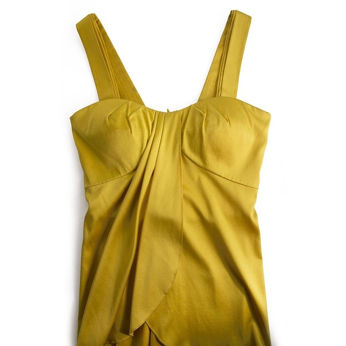 Jasmine de Milo Yellow Silk Pleated Tank Vest Sleeveless Top sz UK 10, US 6