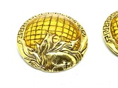 Versace Vintage Half Medusa Head Shank Dome Button with Mustard color lacquer