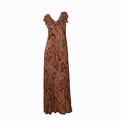 ETRO Multicolor Paisley Print Sleeveless Ruffled Neckline Maxi Long Dress 40