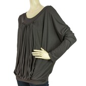 Vanessa Bruno Athe Gray Pleated Front Dolman Long Sleeve Blouse Top Sz 2