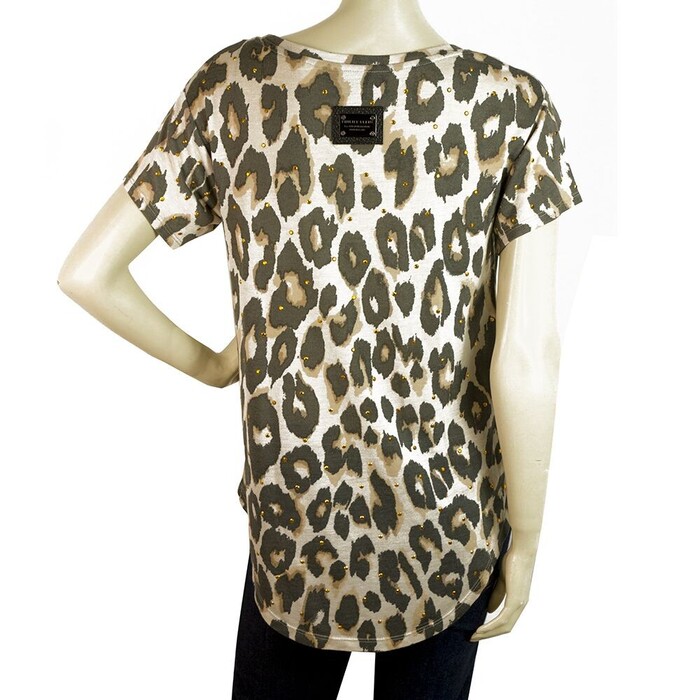 Philipp Plein Animal Print Wild Love Affair Sequined T-shirt Top Sz XS