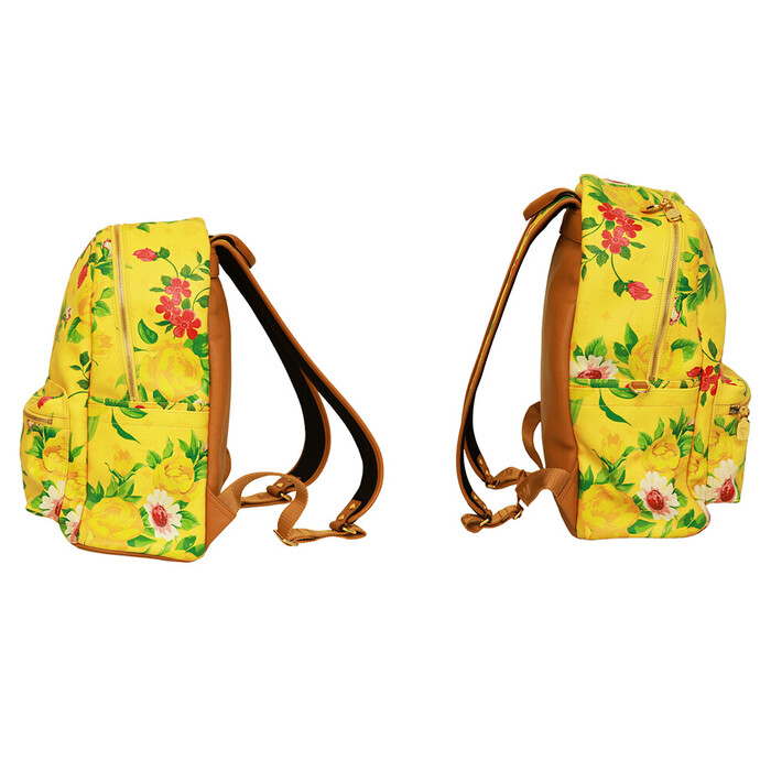 MCM Paradiso Limited edition 2014 Yellow Visetos Floral Canvas Leather Backpack