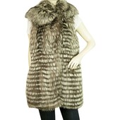 Genuine Rabbit Fur Gray Hues Vest Sleeveless Jacket Coat Long Winter Gillet