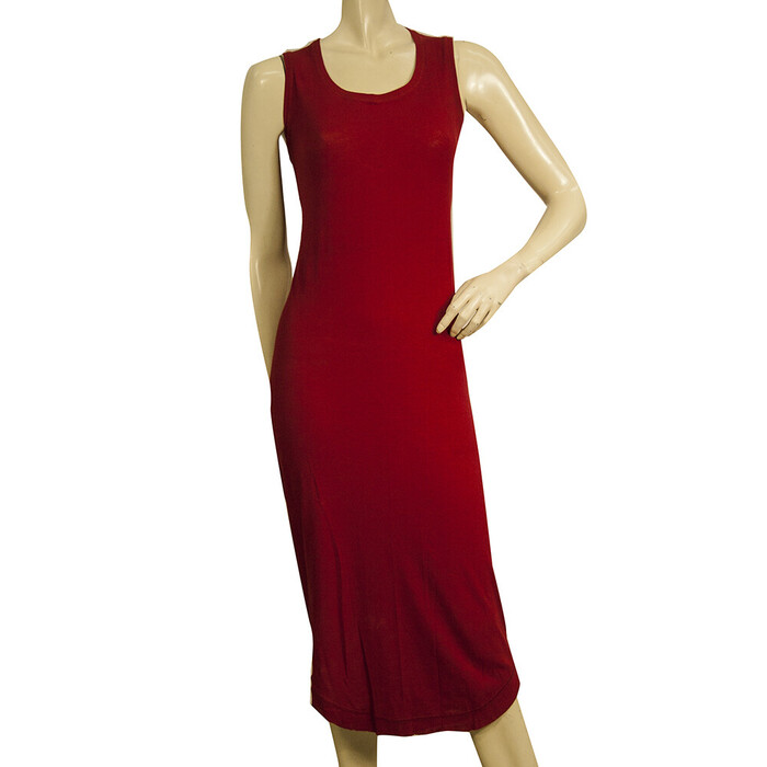 Rundholz Red Bodycon Midi Calf Length Sleeveless Summer Tank Dress