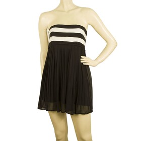 Alice + Olivia Black &amp; White Silk Strapless Long Top or Super Mini Dress size XS