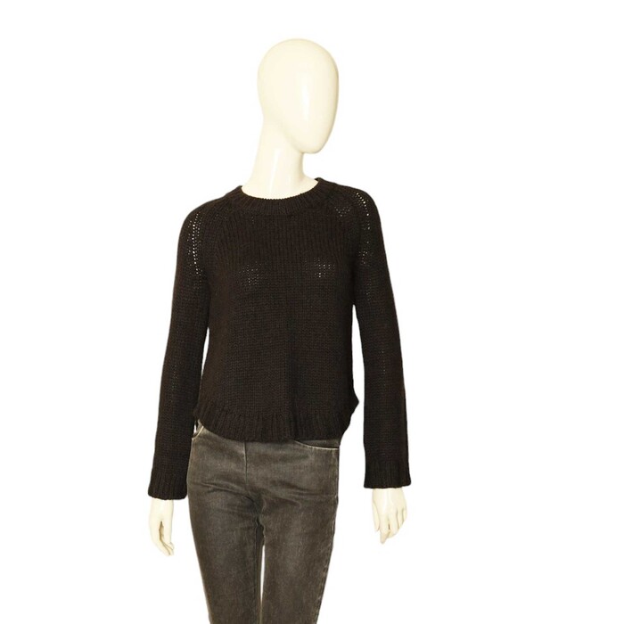 Theyskens' Theory Gray Black Alpaca Merino Wool Blend Knit Sweater Top size S