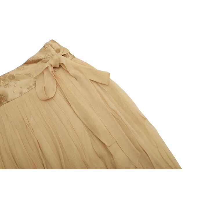 Diane Von Furstenberg Leanne Beige Color Silk Lace Pleated Knee Wrap Skirt 2