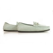 GUCCI Light blue suede leather silver tone HW moccasins loafers flat shoes 36.5 C