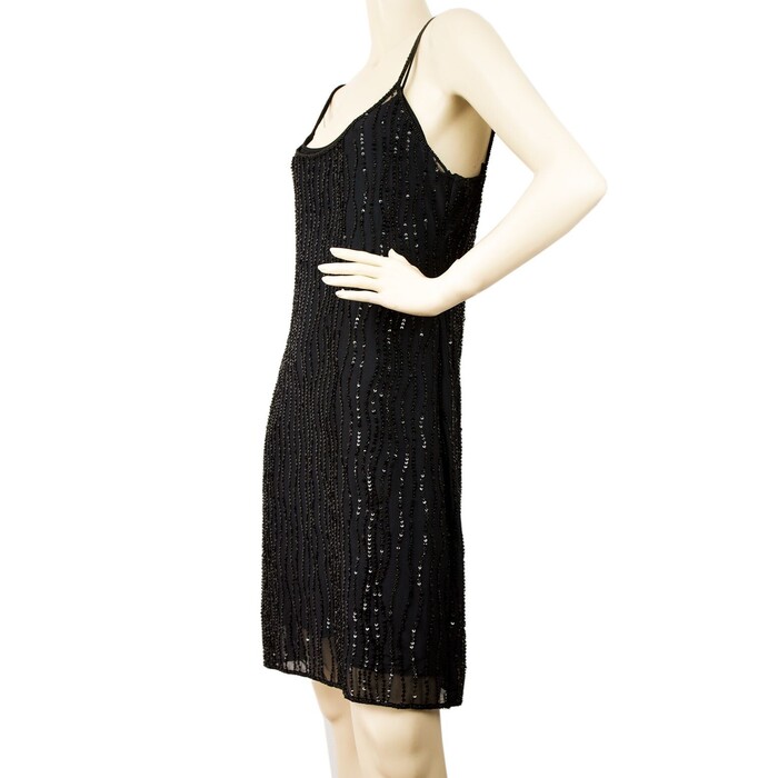 MCM spagetti sleeves beaded evening cocktail dress   38