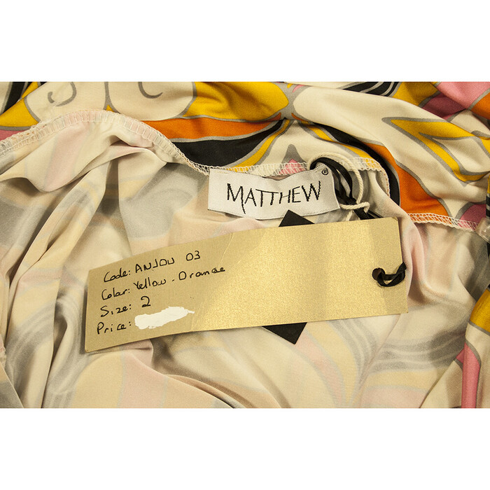 Matthew Multicolor Printed Off Shoulders Draped mini Bodycon Dress size 2