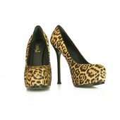 Yves Saint Laurent Brown Leopard Calf Hair Tribute Tribtoo Heels Pumps 40 Shoes