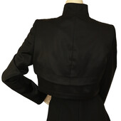 Zac Posen Black 100% Wool High Neck Bolero Cropped Fashion Jacket size S