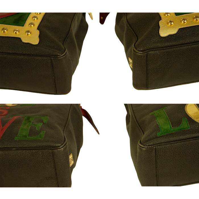 MOSCHINO Redwall 1990s "Art is Love" Vintage Multicolor Handbag Heart Rivets