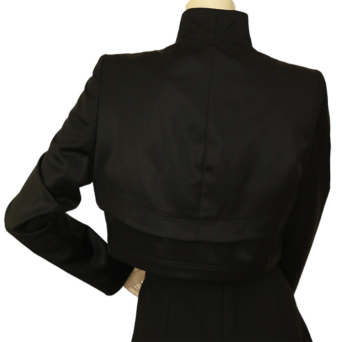 Zac Posen Black 100% Wool High Neck Bolero Cropped Fashion Jacket size S