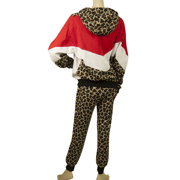 MSGM Animal Leopard Print Hoodie Top Sweat Pants Cotton Lounge Set (S - XS)