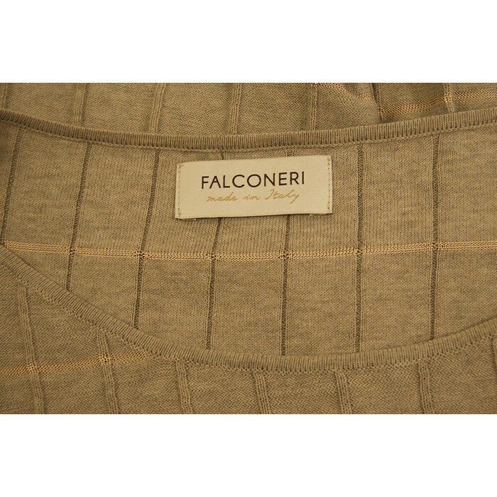 Falconeri Beige & Pink Long Scarf Cotton Knit Sweater Long Sleeves Top size M