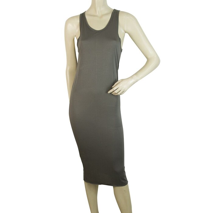 Isabel Benenato Gray Bodycon Calf Length Sleeveless Tank Dress sz 44