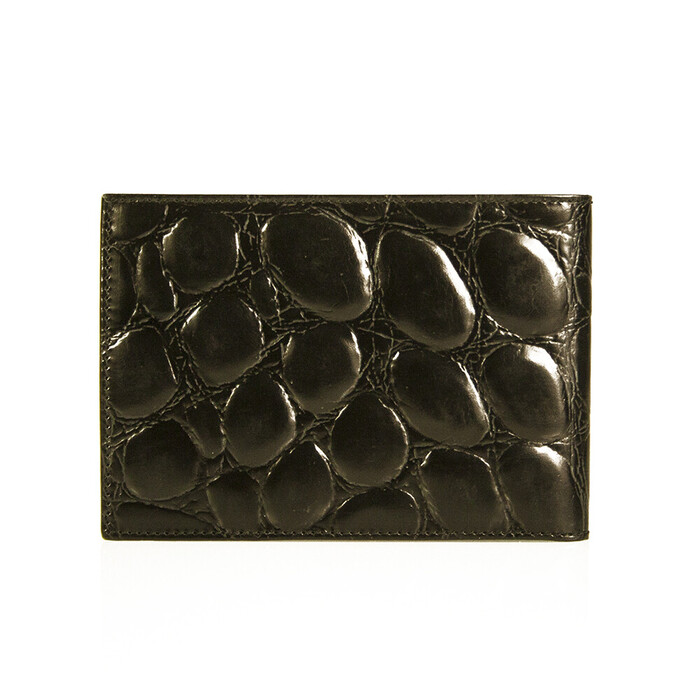 Gianfranco Ferre Black Crocodile Embossed Patent Leather New Unisex Men Wallet